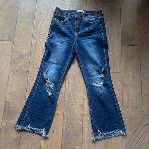 Vintage-Inspired Distressed Flare Jeans